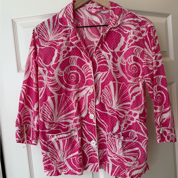 Lily Pulitzer pink shell cotton sleep shirt - Picture 2 of 6